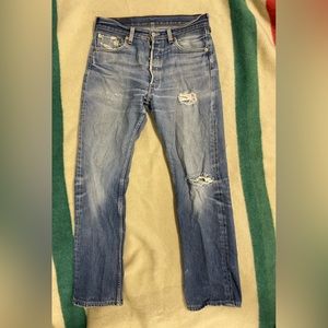 Vintage Levi 501s lightly worn with cool accents